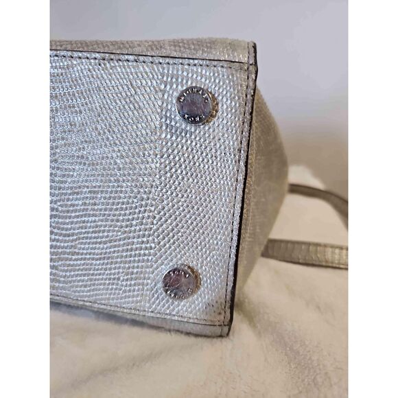 Michael Kors Silver Textured Leather Tote Adjustable Strap Handbag READ - Picture 15 of 16